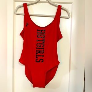 Megan THEE Stallion Hotgirl Summer Red High Cut Scoop Neck One Piece